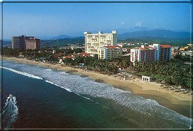 BEACHFRONT HOTEL ZONE IN IXTAPA, GUERRERO, MEXICO