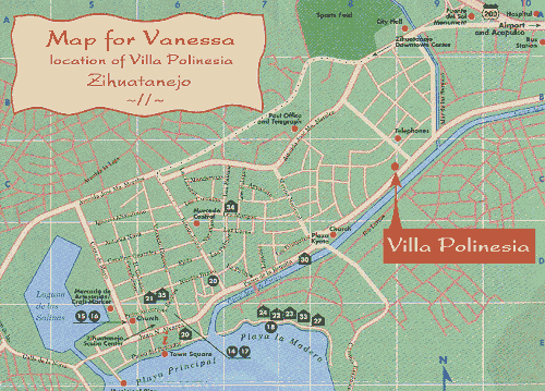 Map for Vanessa showing locat1on of Villa Polinesia